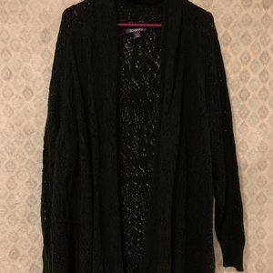 Roamans Solid Black Cardigan Sweater
